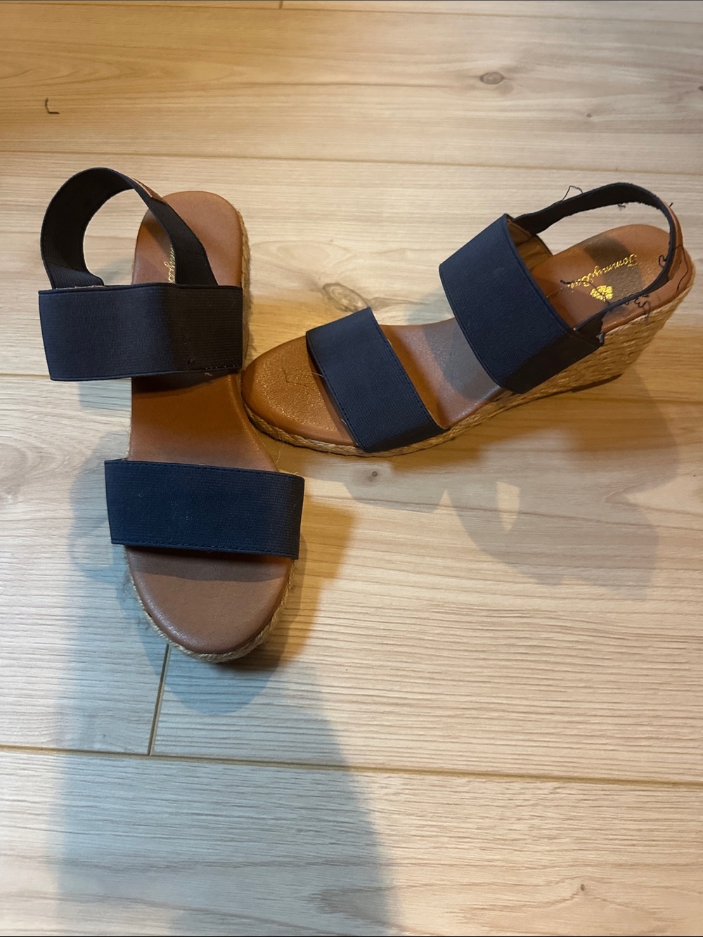 Tommy Bahama Navy Elastic-Strap Espadrille Wedge Sandals